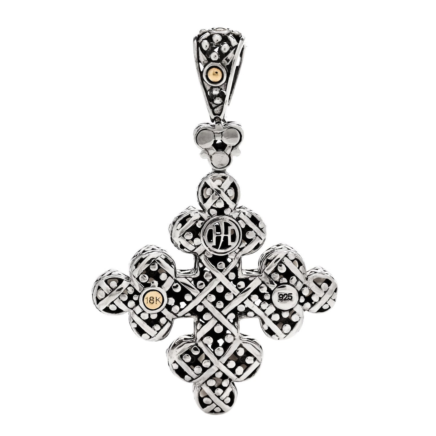 Sterling Silver 18K Yellow Gold Pearl Jaisalmer Cross Pendant