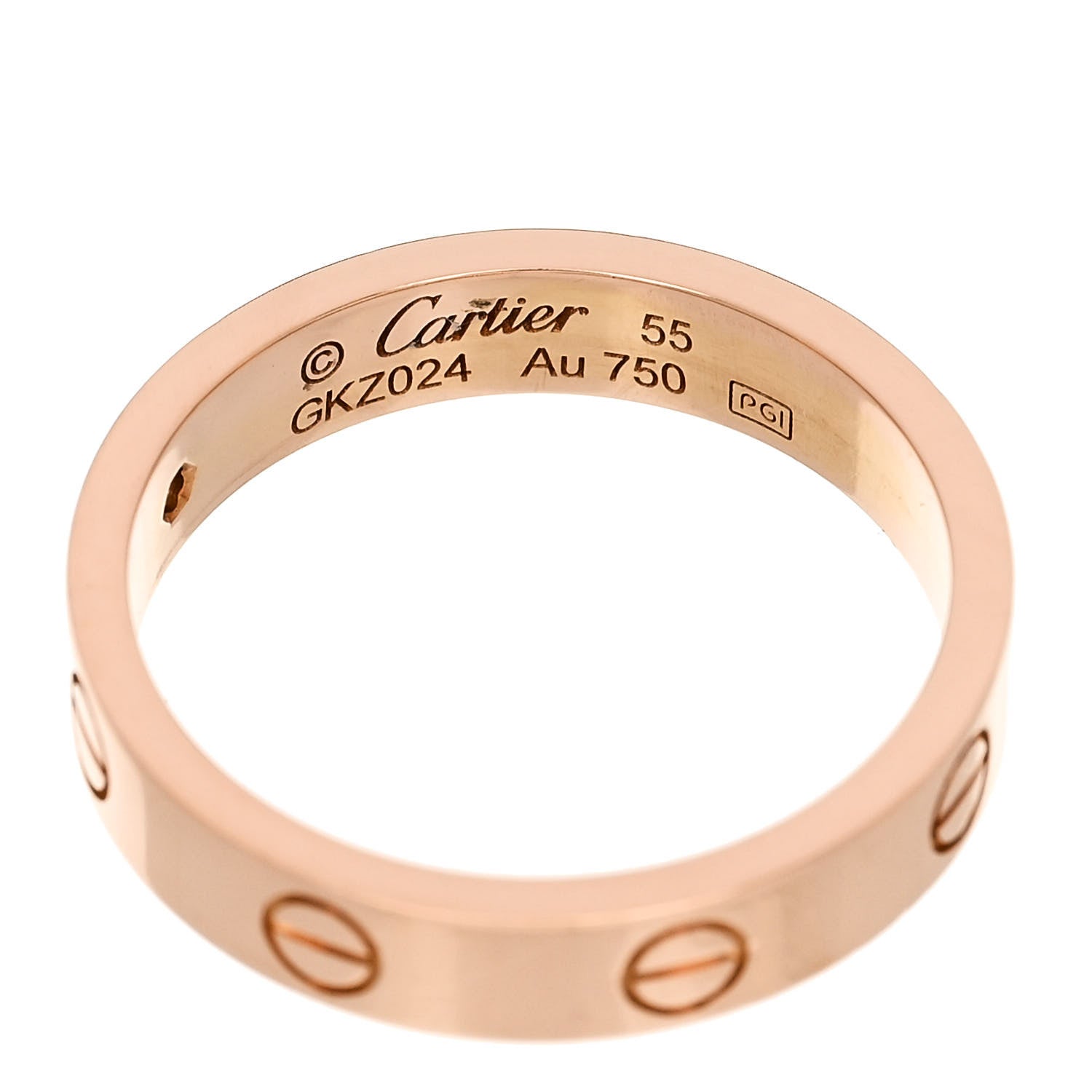 Cartier 18K Pink Gold Diamond 4mm LOVE Wedding Band Ring 55 7.25 4 of 5