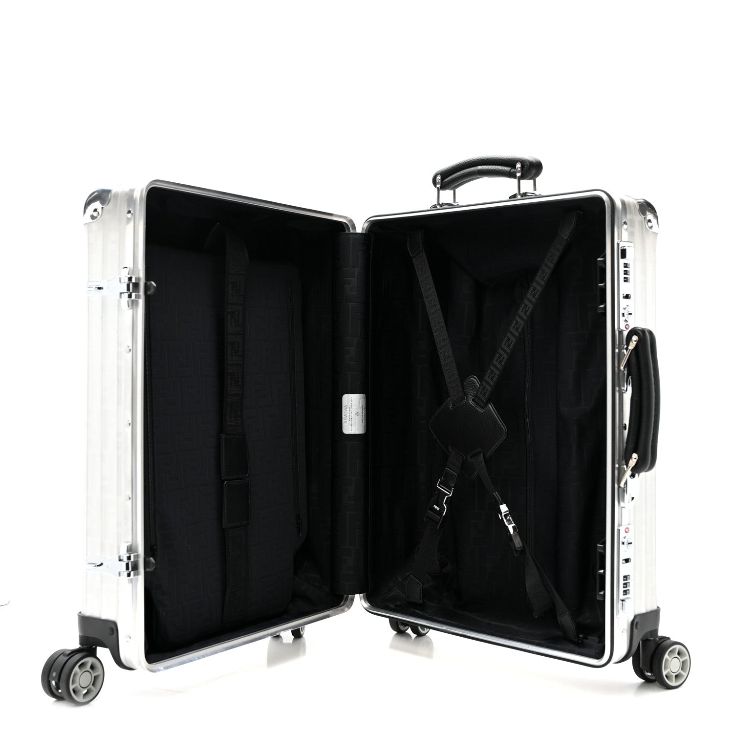 Fendi X RIMOWA Aluminum FF Print Roll Away Carry On Luggage Silver 4 of 13