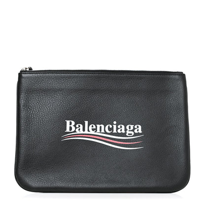 Balenciaga Calfskin Political Campaign Logo Pouch Black 1 of 8