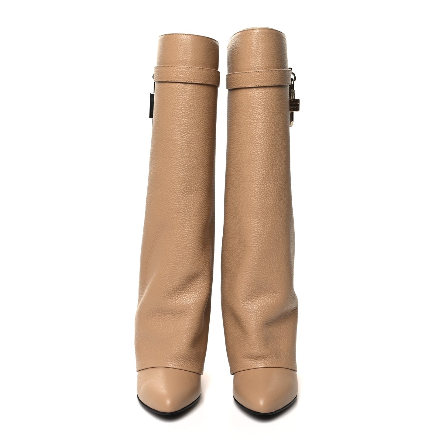 Calfskin Shark Lock Pant Boots 37.5 Beige