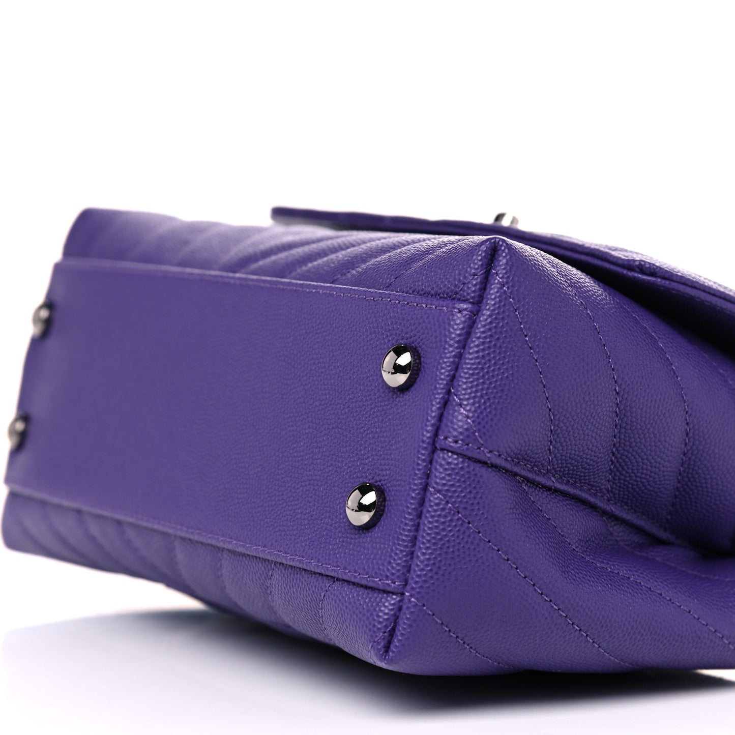 Caviar Chevron Quilted Mini Coco Handle Flap Purple