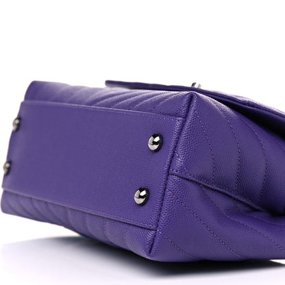Chanel Caviar Chevron Quilted Mini Coco Handle Flap Purple 9 of 10