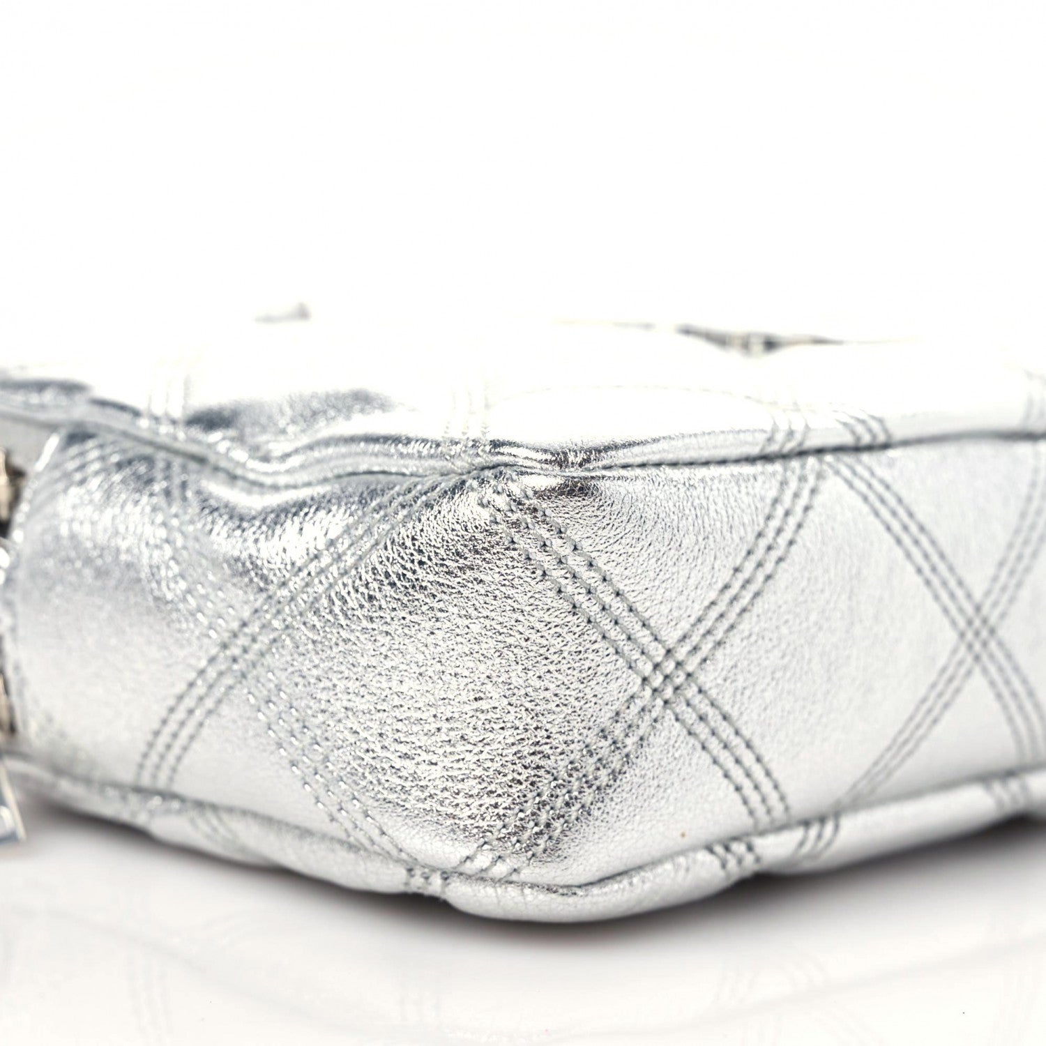Saint Laurent Metallic Lambskin Quilted Mini Becky Double Zip Bag Argento 5 of 12