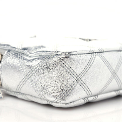 Saint Laurent Metallic Lambskin Quilted Mini Becky Double Zip Bag Argento 5 of 12
