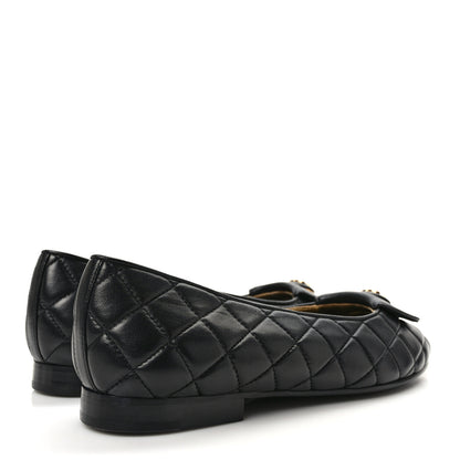 Chanel Lambskin Quilted CC Ballerina Flats 38 Black 4 of 8