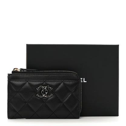 Chanel Lambskin Enamel Quilted Zippered Card Holder Black 8 of 8