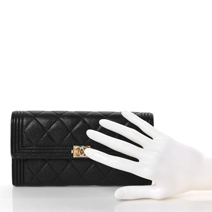Chanel Caviar Quilted Large Boy Gusset Flap Wallet Black 2 of 9