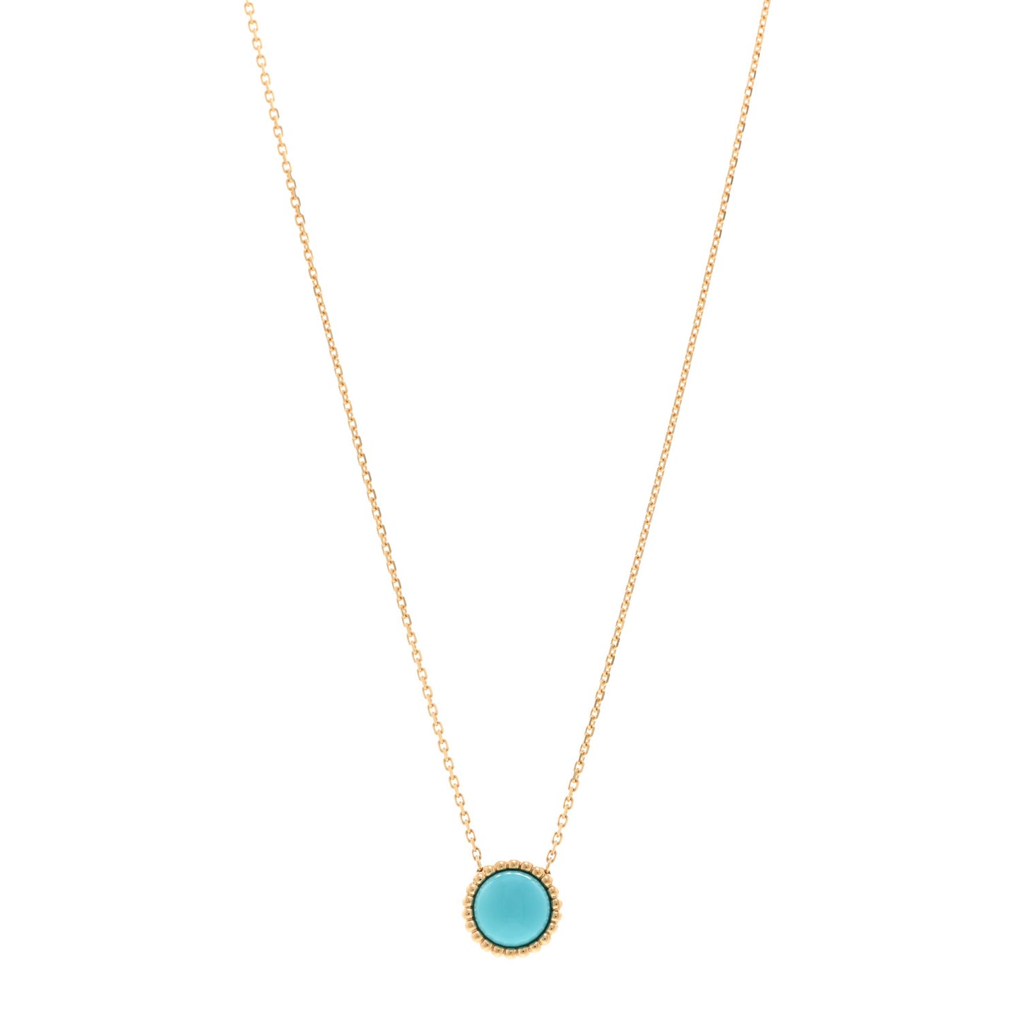 18K Yellow Gold Turquoise Perlee Couleurs Pendant Necklace