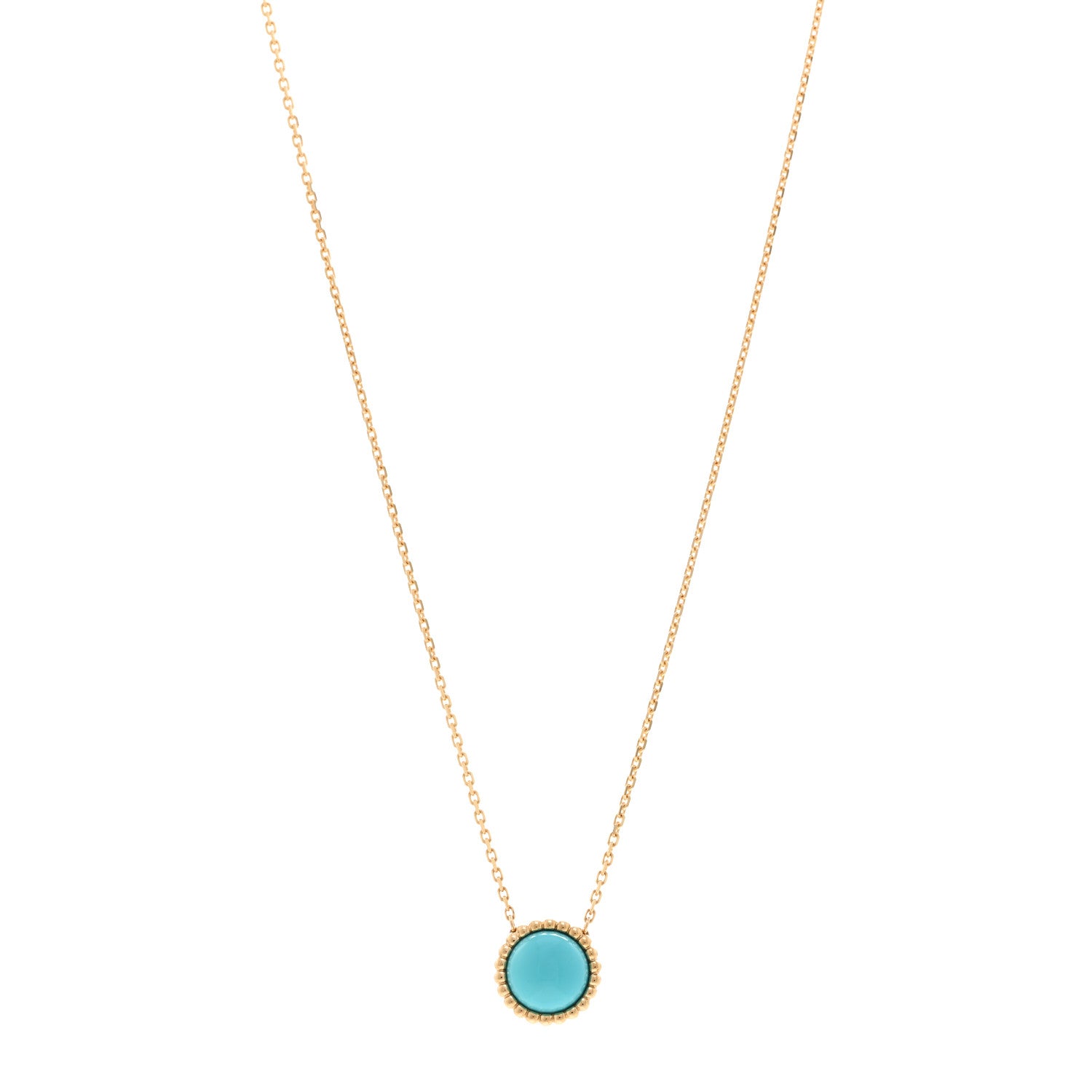 Van Cleef & Arpels 18K Yellow Gold Turquoise Perlee Couleurs Pendant Necklace 1 of 6