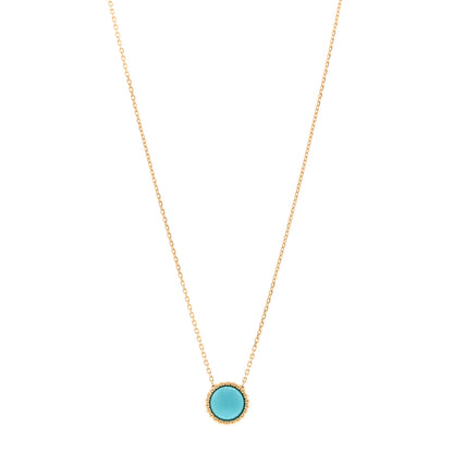 Van Cleef & Arpels 18K Yellow Gold Turquoise Perlee Couleurs Pendant Necklace 1 of 6