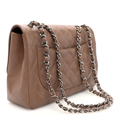 Chanel Caviar Quilted Jumbo Single Flap Dark Beige 3 of 10