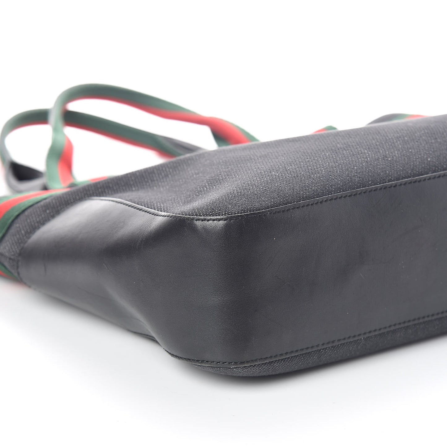 Denim Calfskin Web Tote Black