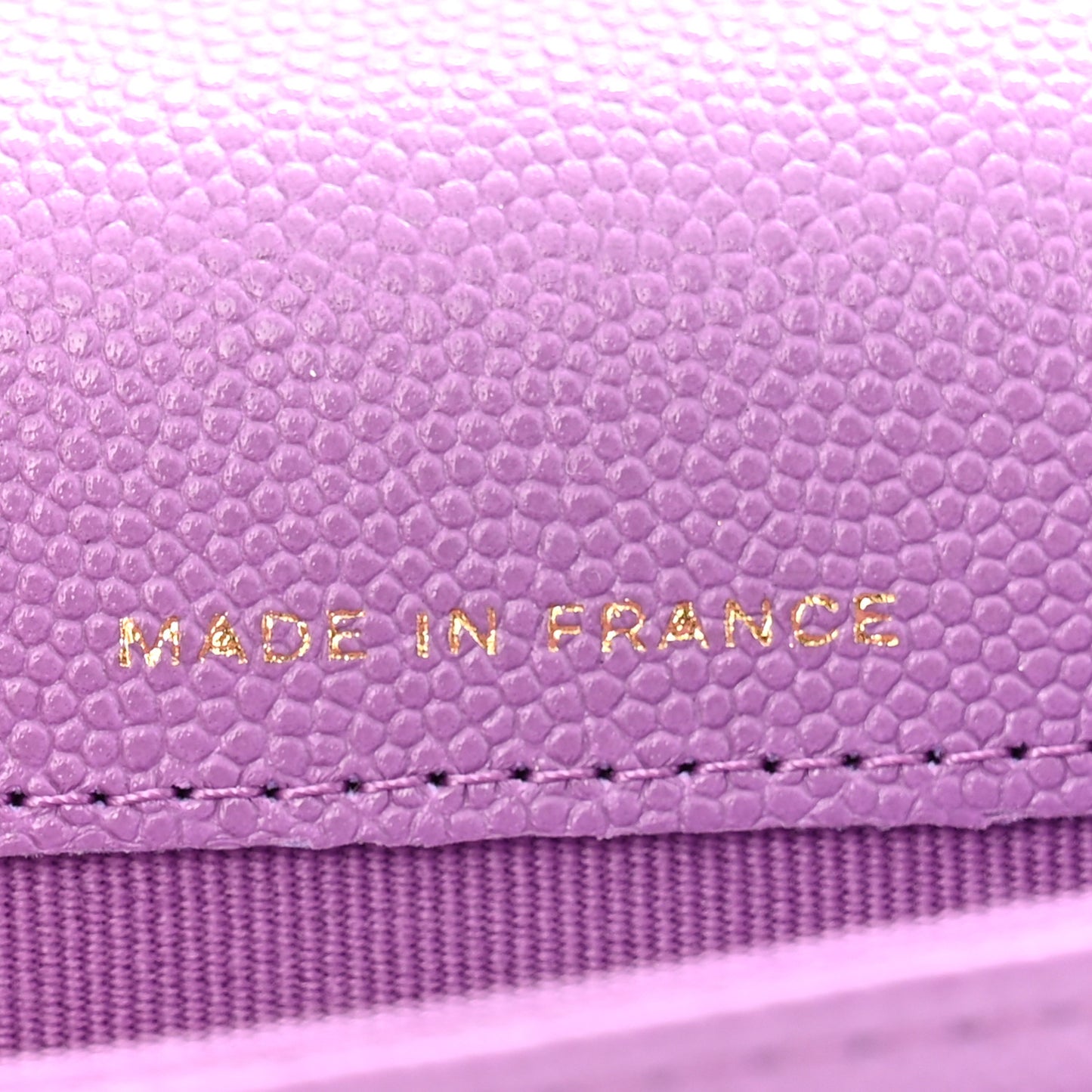 Caviar Quilted Flap Card Holder Wallet Purple