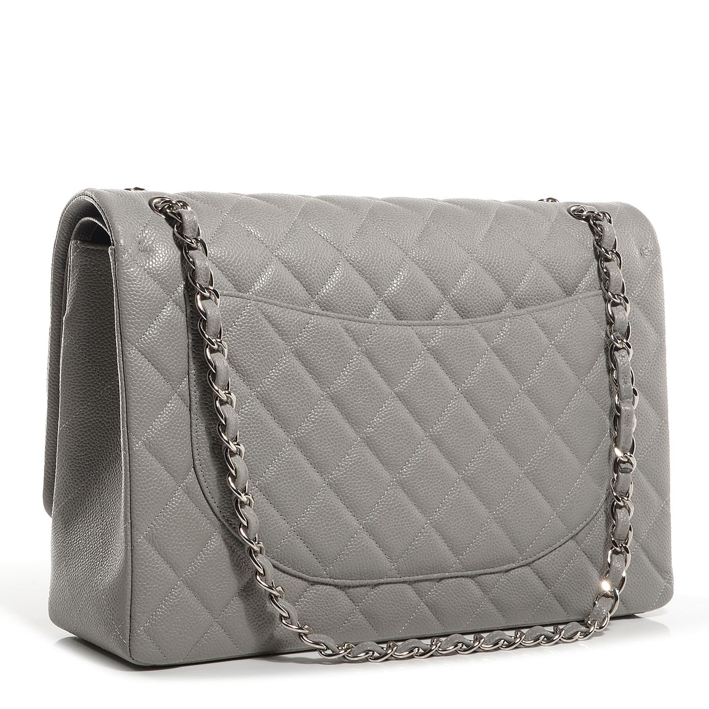 Caviar Maxi Double Flap Light Grey