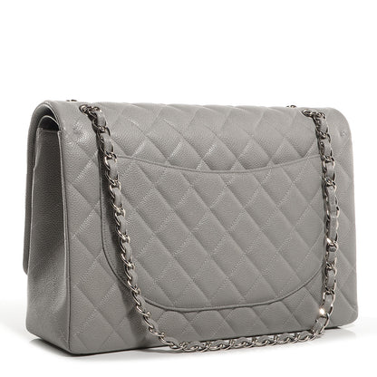 Chanel Caviar Maxi Double Flap Light Grey 3 of 9
