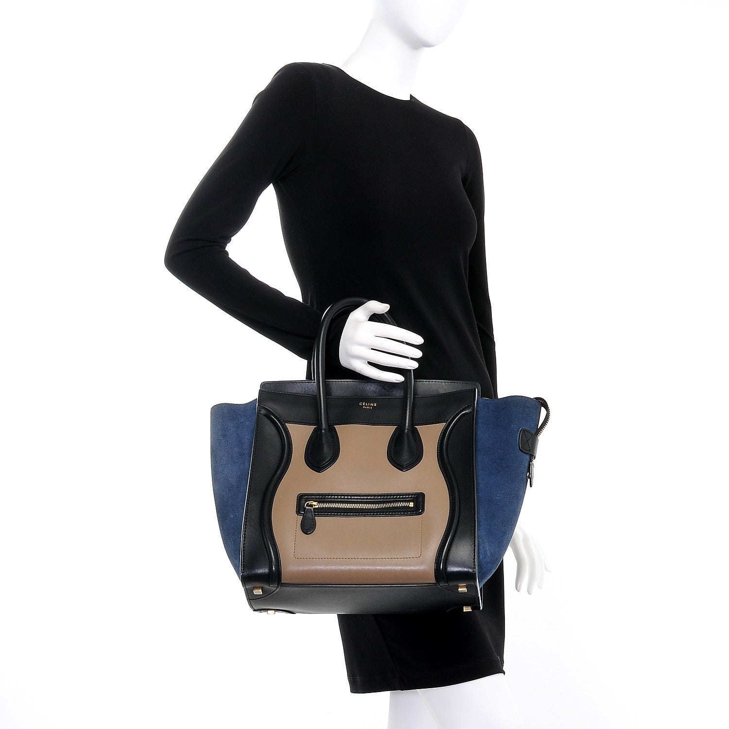 Celine Smooth Calfskin Suede Mini Tri-Color Luggage Beige 2 of 16