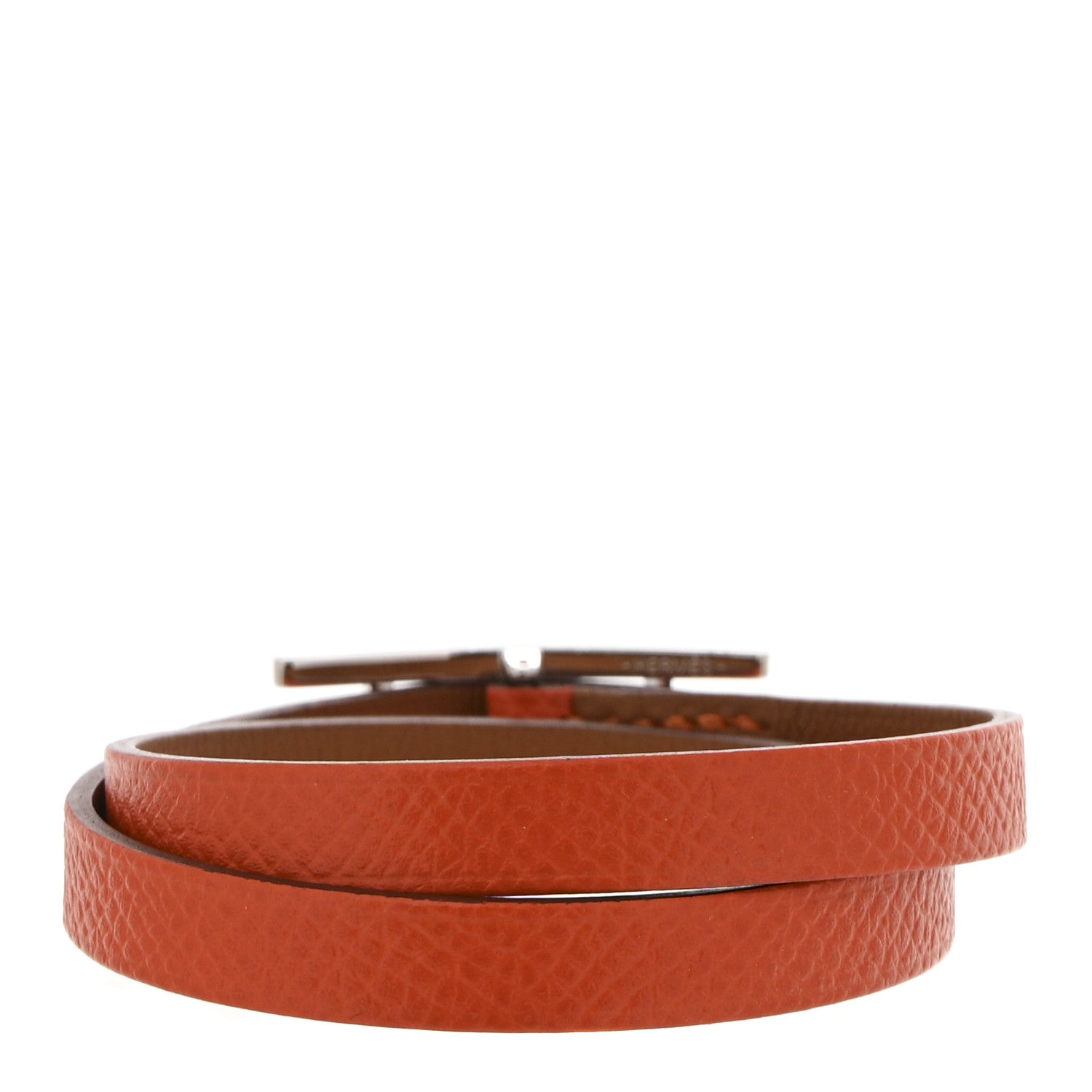 Hermes Epsom Swift Behapi Double Tour Reversible Bracelet XS Orange Gold 3 of 6