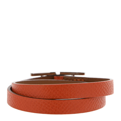 Hermes Epsom Swift Behapi Double Tour Reversible Bracelet XS Orange Gold 3 of 6