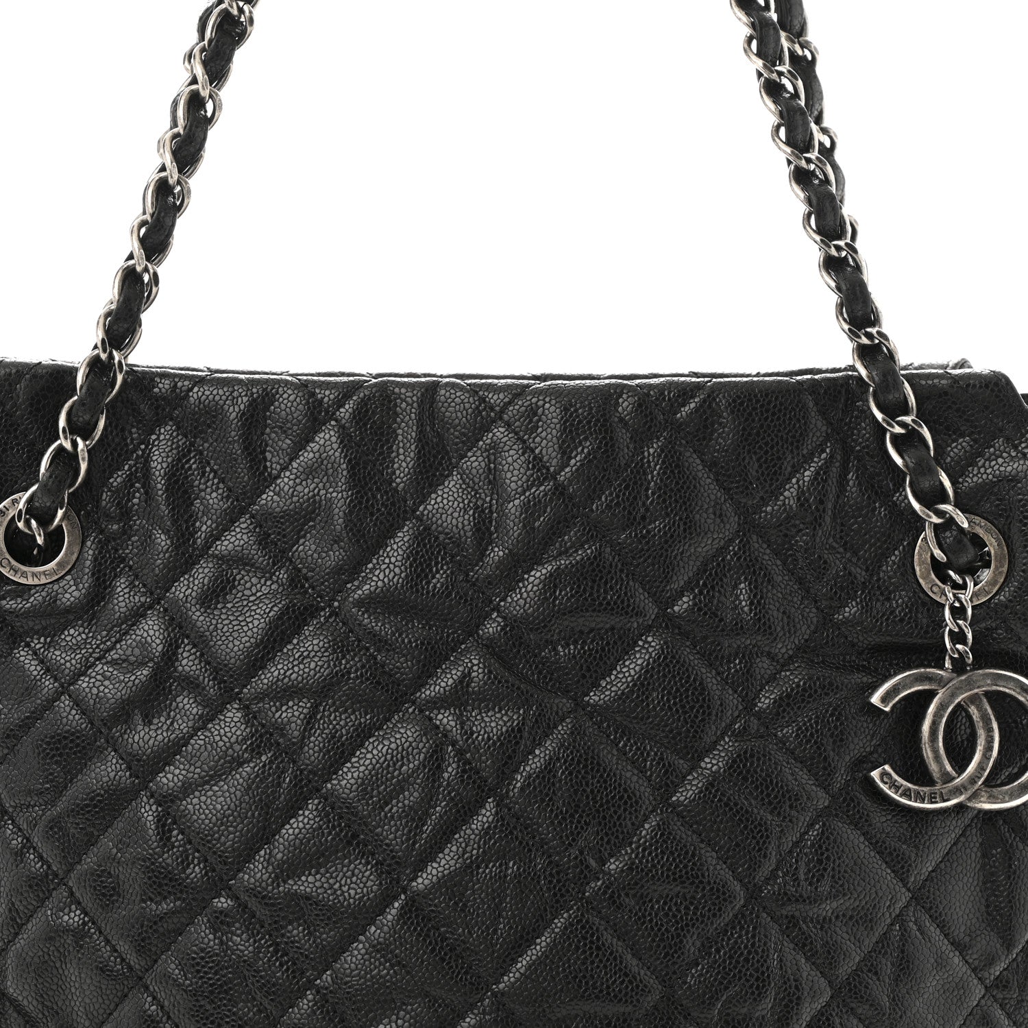 Chanel Crumpled Grained Calfskin CC Crave Tote Black 8 of 11