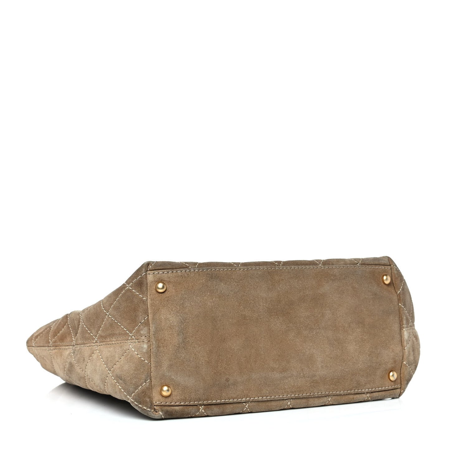 Suede Quilted Shopping Tote Beige