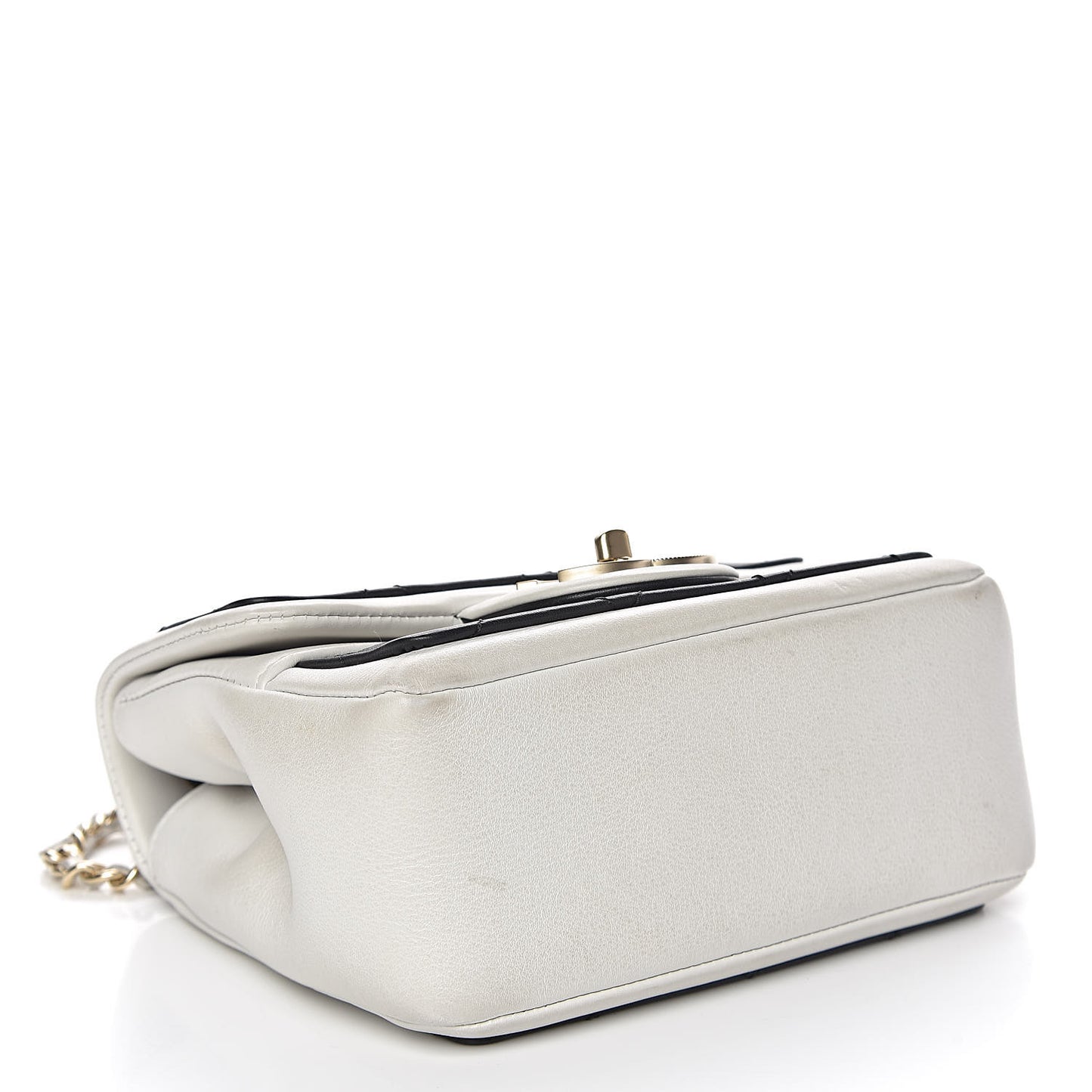 Lambskin Quilted Graphic Mini Flap Bag Black White