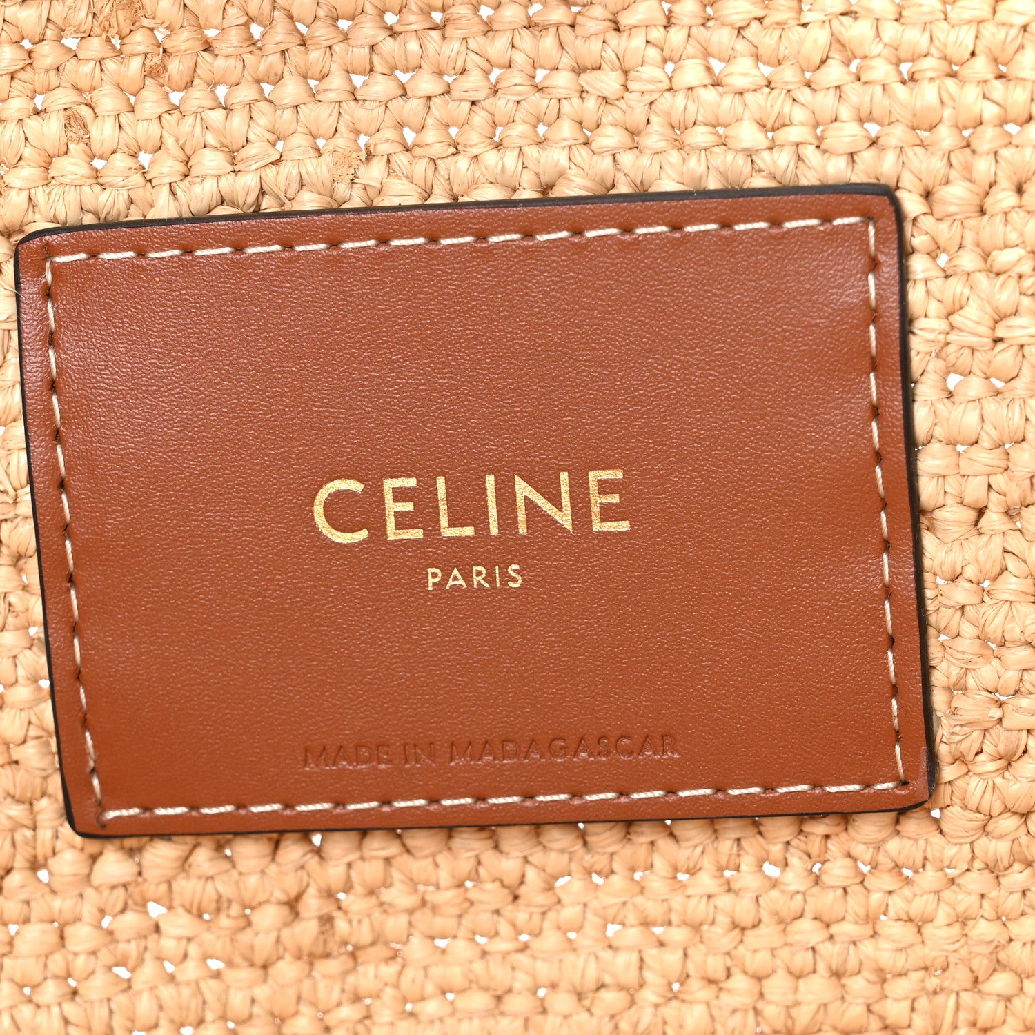 Celine Raffia Calfskin Triomphe Medium Panier Tan 7 of 10