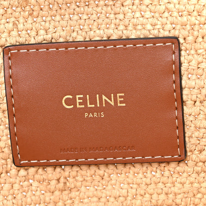 Celine Raffia Calfskin Triomphe Medium Panier Tan 7 of 10