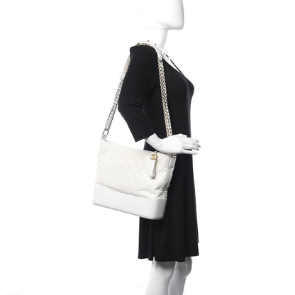 Chanel Aged Calfskin Quilted Large Gabrielle Hobo White 2 of 12