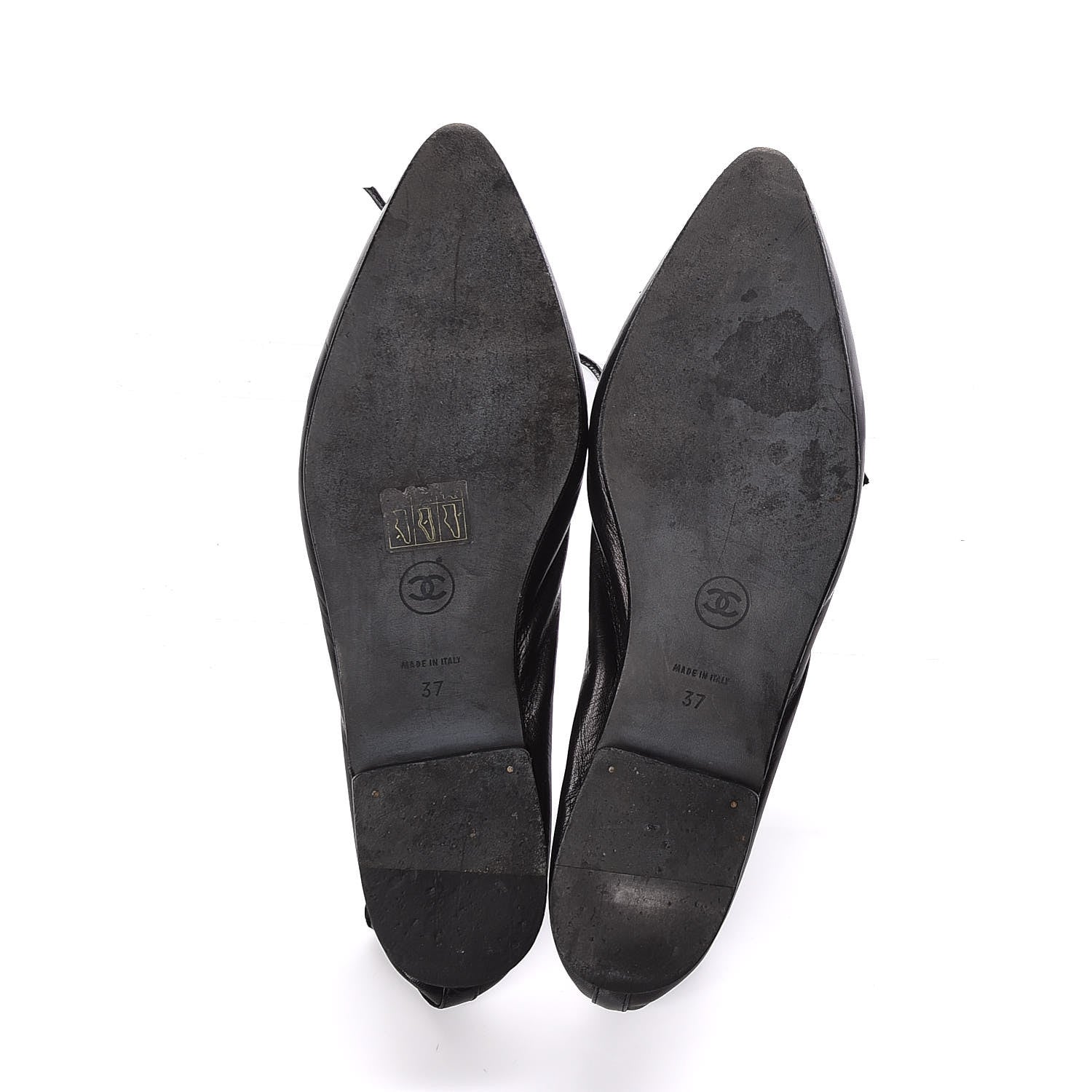 Chanel Lambskin Pointed Toe Bow Ballet Flats 37 Black 7 of 9