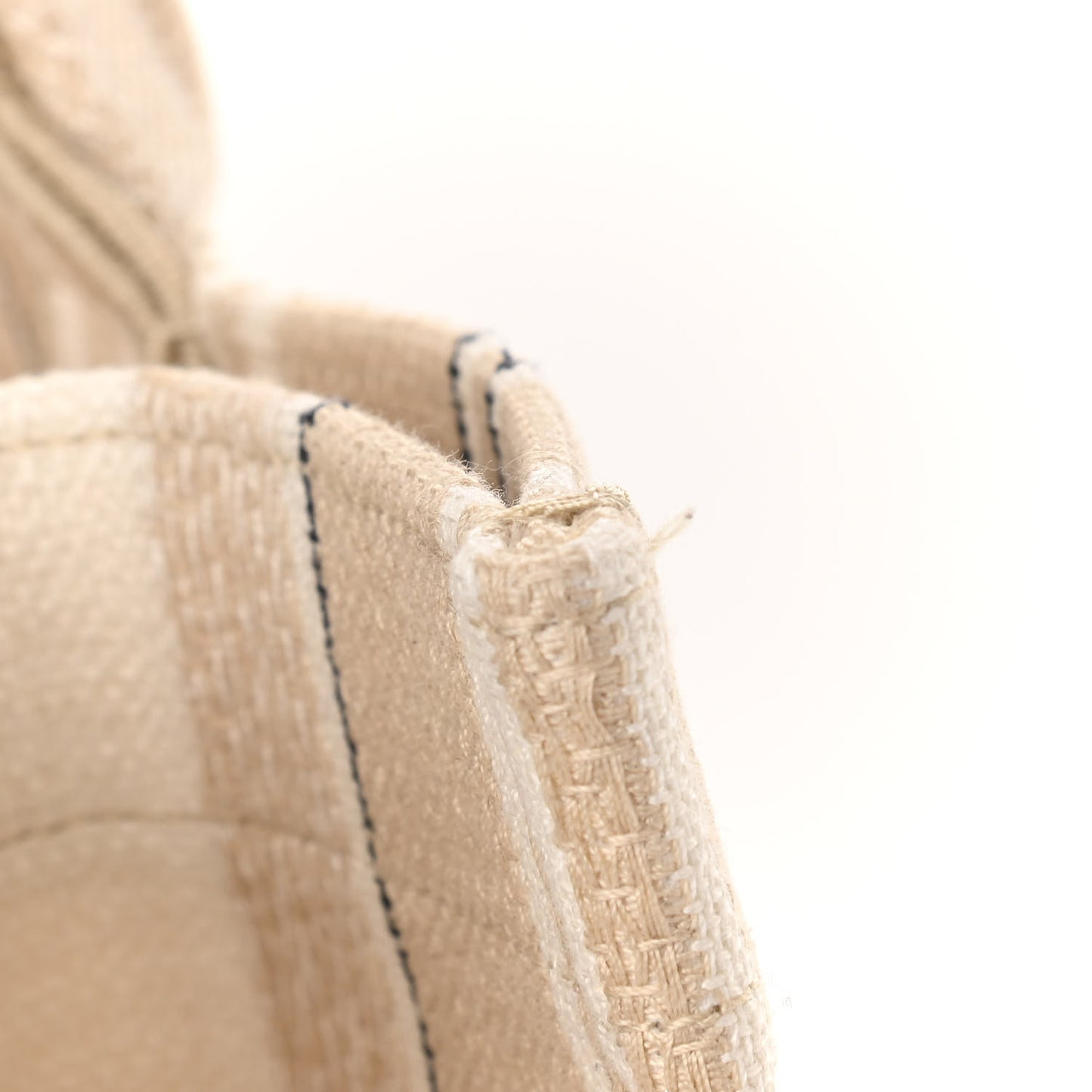 Canvas Embroidered Large Stripes Book Tote Beige