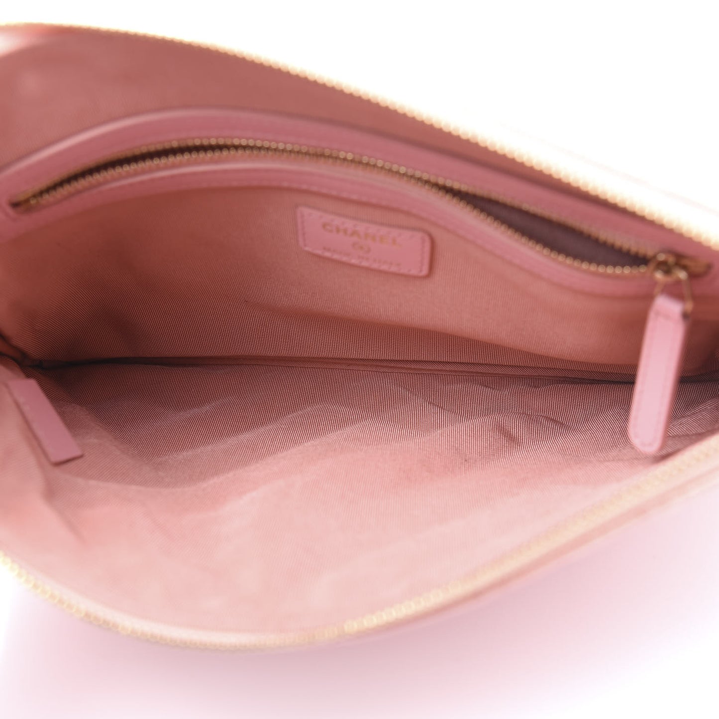 Iridescent Caviar Quilted Medium Cosmetic Case Rose Pink