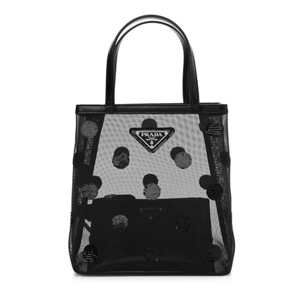 Prada Mesh Sequin Polka-Dot Small Tote Bag Black 3 of 15