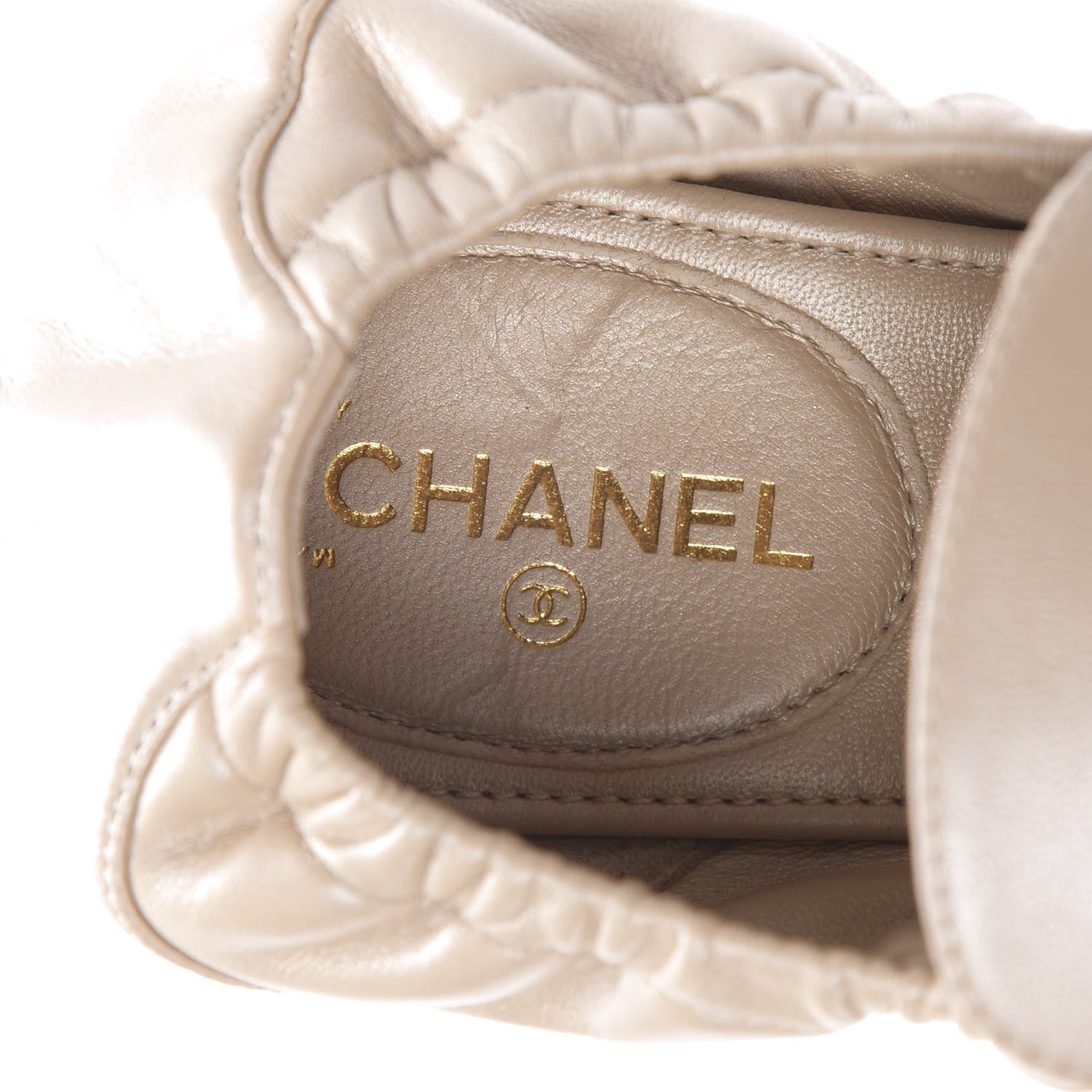 Chanel Laminated Lambskin Womens Quilted Elastic CC Moccasin Loafers 36 Beige 5 of 7