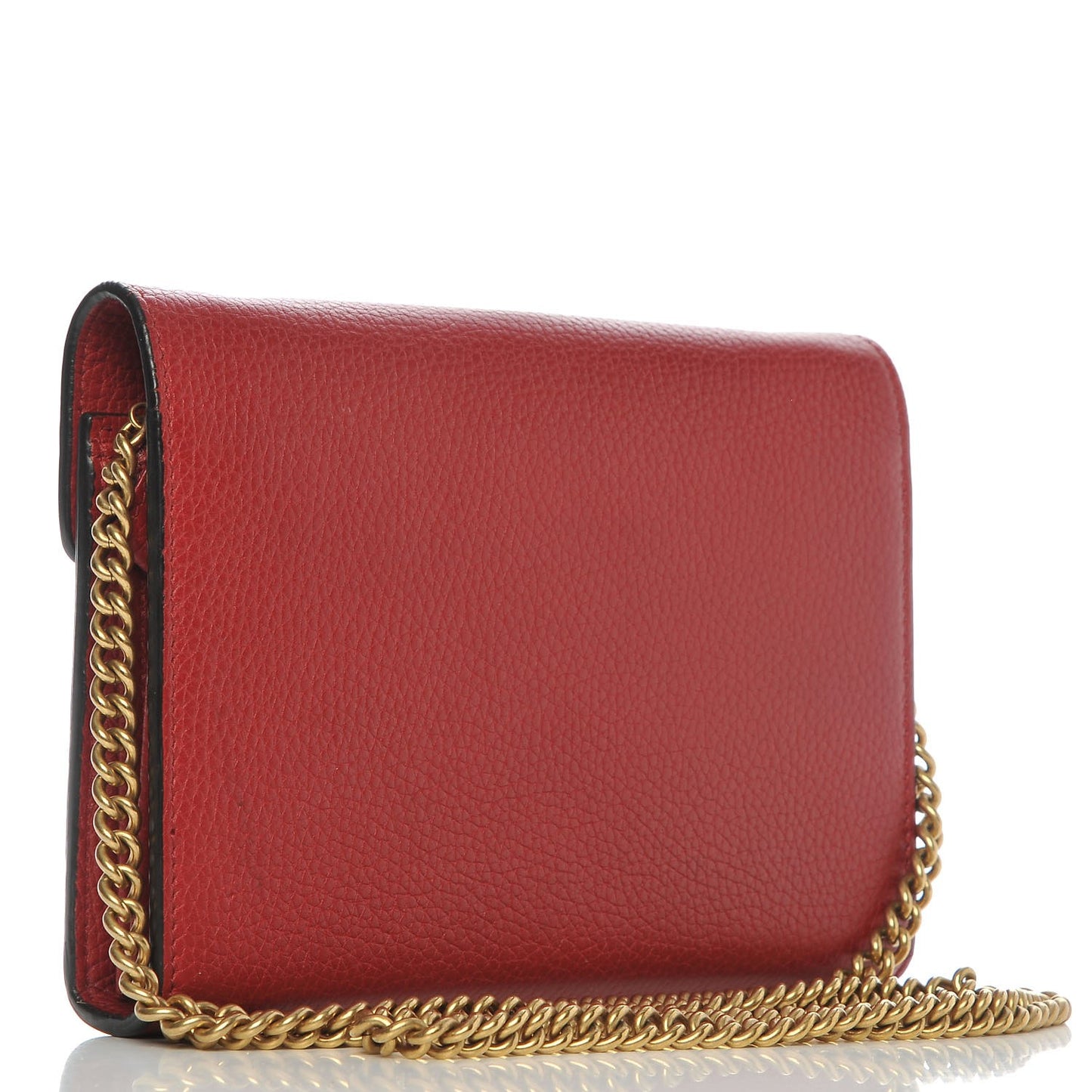 Calfskin GG Marmont Chain Wallet Vulcanic Red