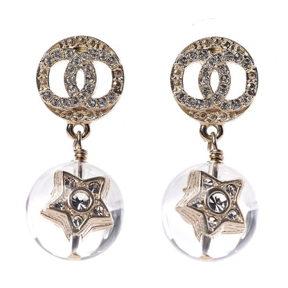 Chanel Resin Crystal CC Star Earrings Gold 1 of 5