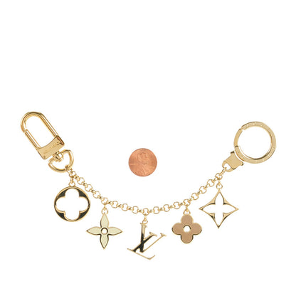 Louis Vuitton Brass Enamel Fleur De Monogram Bag Charm Chain Gold 2 of 4