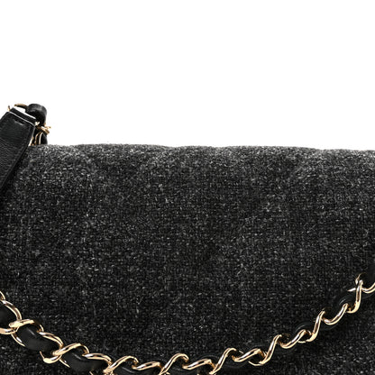 Chanel Wool Tweed Quilted Coco Neige Chain Around Flap Black 8 of 10