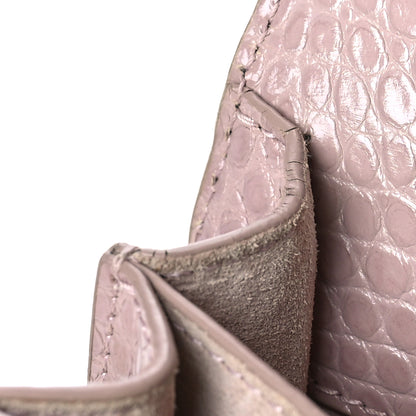 Saint Laurent Calfskin Crocodile Embossed Medium Monogram Sunset Powder Pink 10 of 11