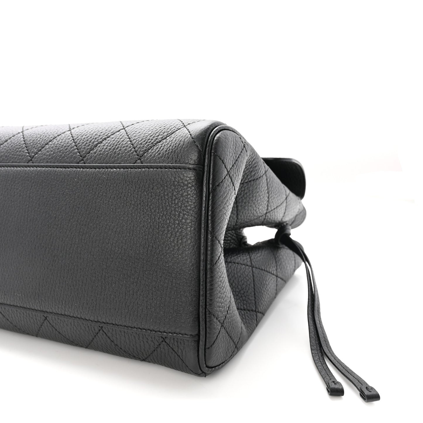 Grained Calfskin Stitched Urban Essentials Large Shopping Bag Black