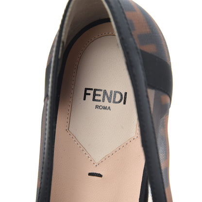 Fendi Mesh FF Skimmer Ballerina Flats 38 Tobacco Moro Black 6 of 12