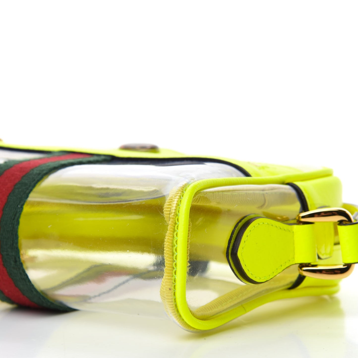 Vinyl Web Mini Ophidia Transparent Shoulder Bag Yellow Fluo