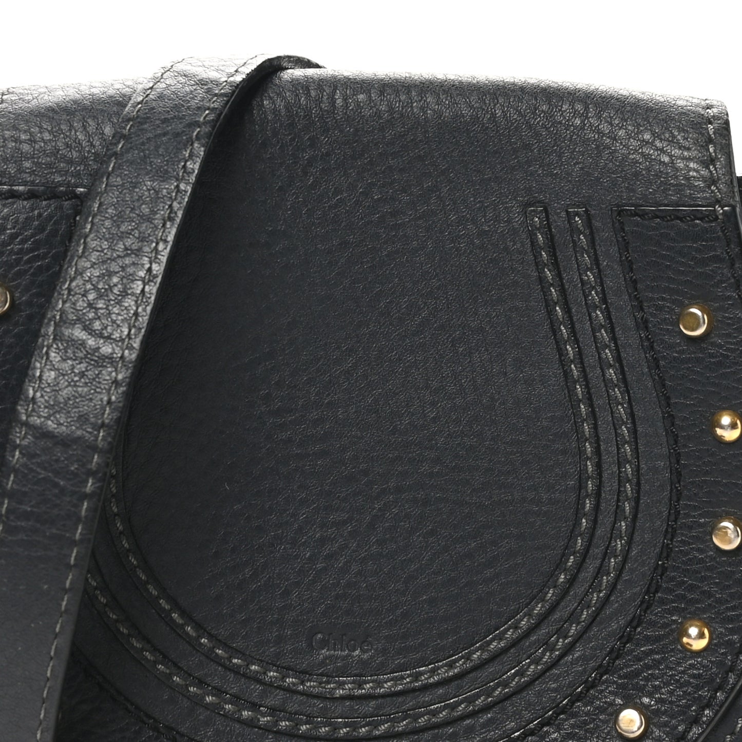 Calfskin Studded Small Marcie Saddle Bag Dark Grey