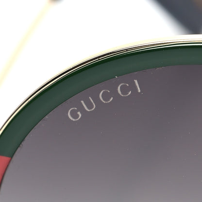 Gucci Metal Round Frame Sunglasses GG0061S Green Red 7 of 8