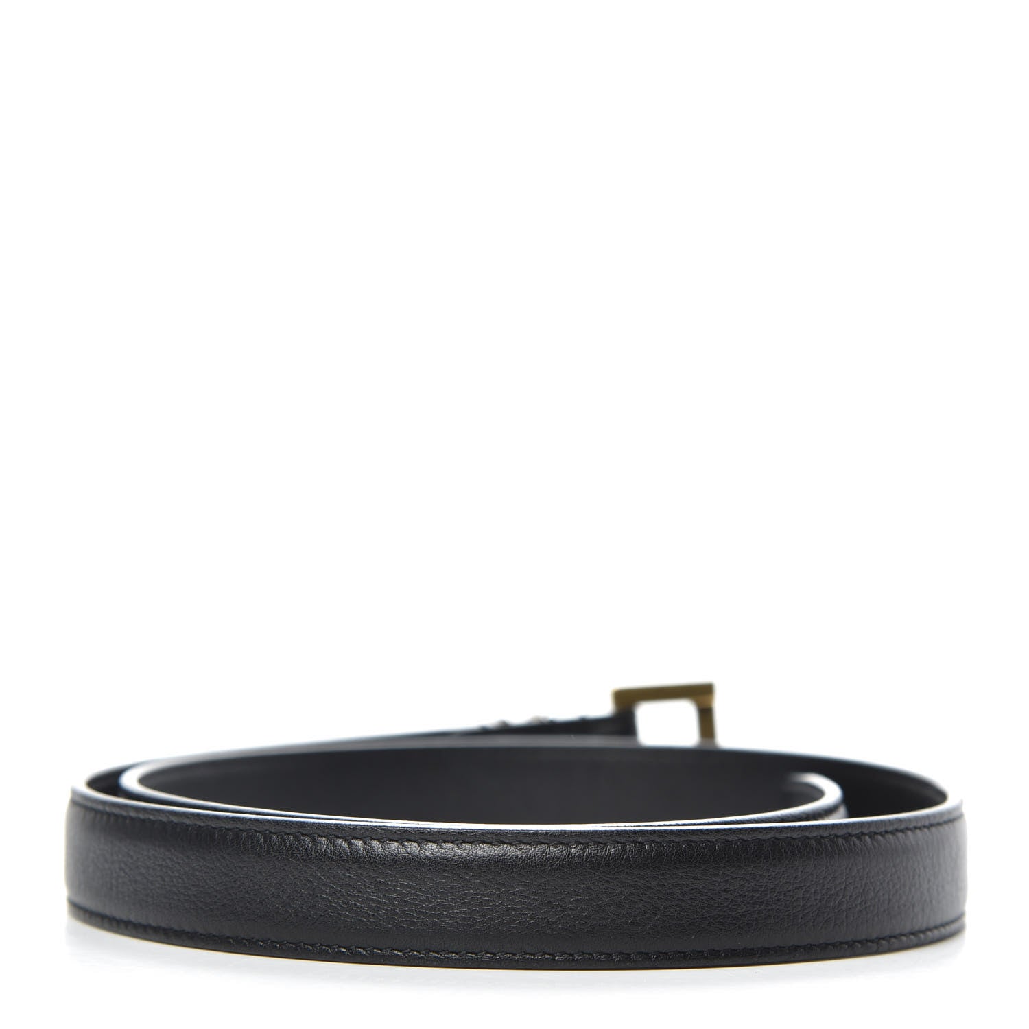 Saint Laurent Smooth Calfskin Monogram Square Buckle Belt 75 30 Black 2 of 5