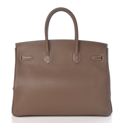 Hermes Taurillon Clemence Birkin 35 Etoupe 4 of 30