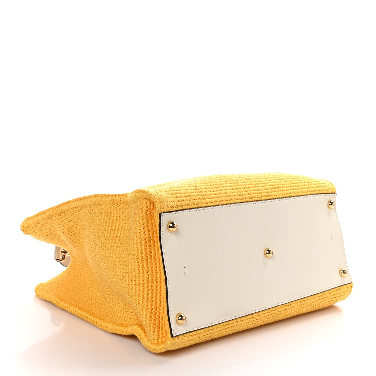 Fendi Crochet Vitello King Logo Plexiglass Medium Fendi Sunshine Shopper Tote Mimosa Panna 4 of 9