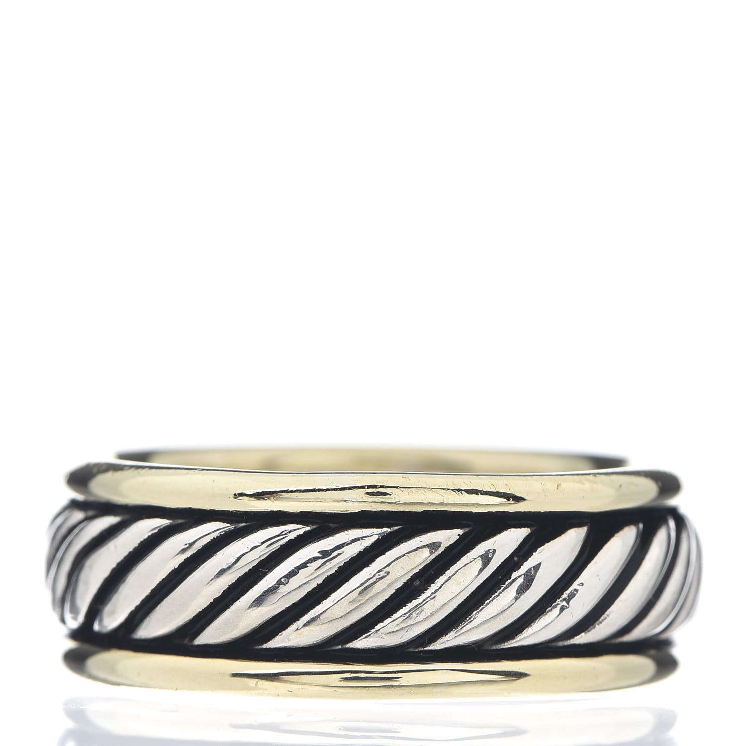 David Yurman Sterling Silver 14K Yellow Gold Cable Band Ring 65 11 3 of 4