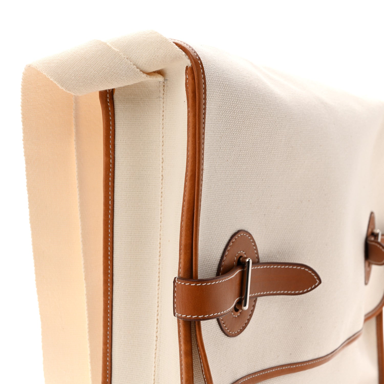 Hermes Toile Officier Natural Barenia Buenaventura Besace GM Ecru Fauve 11 of 13