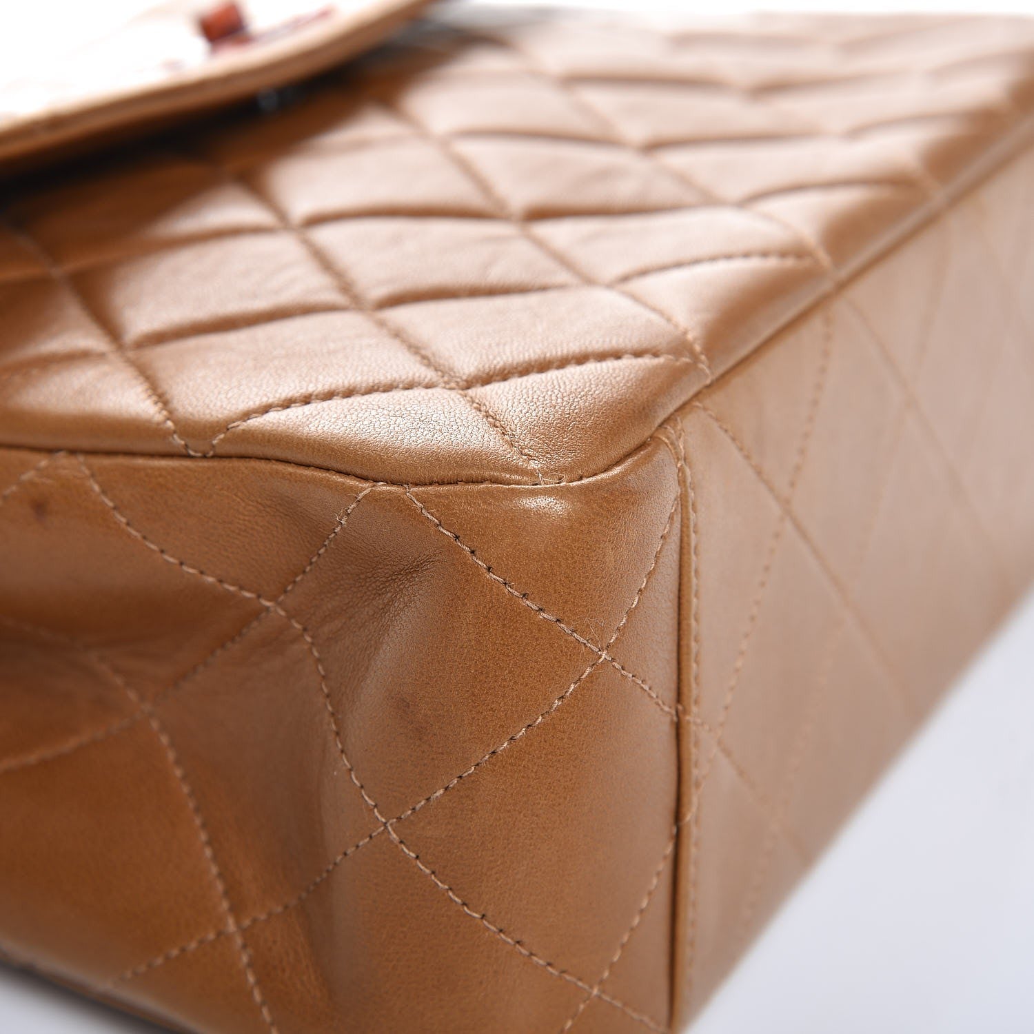Chanel Lambskin Tortoise Chain Square Flap Camel 9 of 22